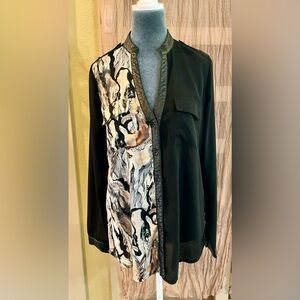 VINTAGE VERY J Marble Print Woman’s Long Sleeve Blouse. Size M